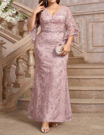 Rochie lunga SHEIN CURVE, roz pudra