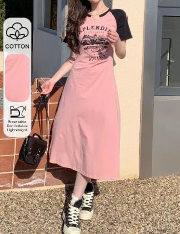 Rochie medie Dazy, roz Roz