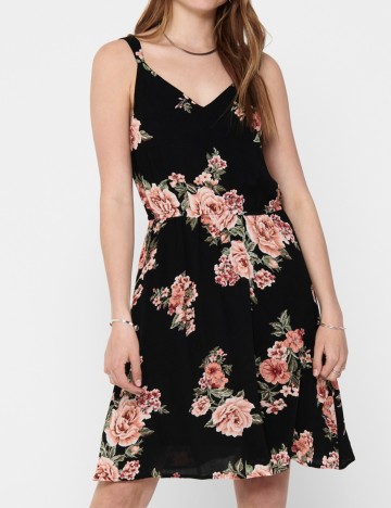 Rochie Only, negru floral, 36