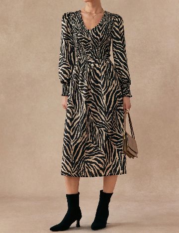 Rochie medie SHEIN, negru/crem