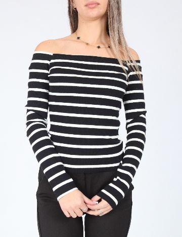 Bluza Bershka, alb/negru