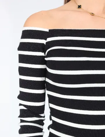 Bluza Bershka, alb/negru Negru