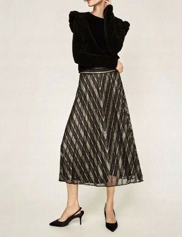 Fusta Zara, negru/auriu