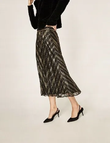 Fusta Zara, negru/auriu Negru