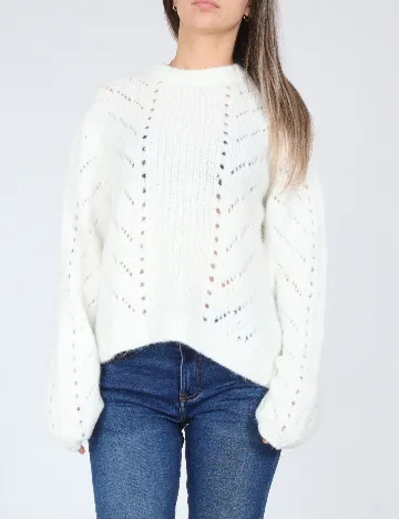 Pulover Bershka, alb Alb