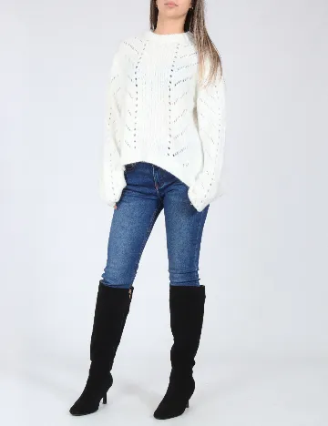 Pulover Bershka, alb Alb