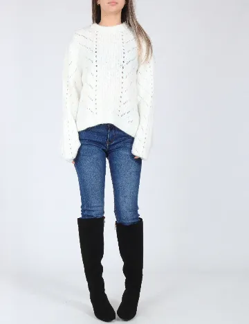 Pulover Bershka, alb Alb