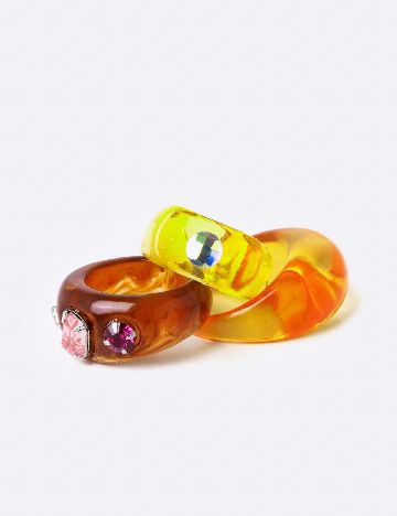 Set Inele 3 bucati Bershka, mix culori