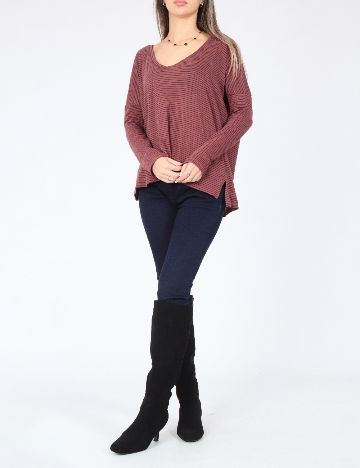 Bluza Oversize Zara, roz pudra inchis/bleumarin