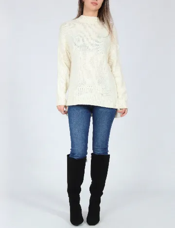 Pulover Zara, ecru Alb