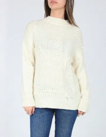 Pulover Zara, ecru Alb