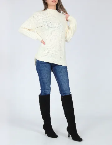 Pulover Zara, ecru Alb