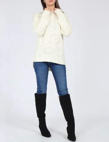 Pulover Zara, ecru Alb