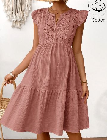 Rochie scurta SHEIN Maternity, roz pudra