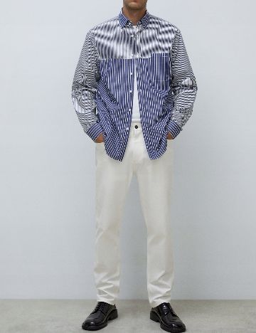 Camasa Zara, albastru/alb