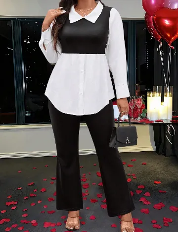 Compleu SHEIN CURVE, alb/negru Negru