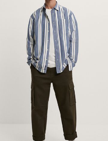 Camasa Zara, albastru/alb