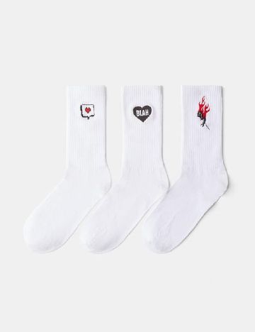 Set sosete 3 perechi Bershka, alb