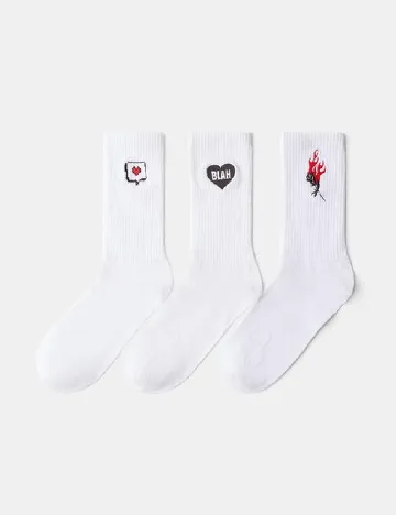 Set sosete 3 perechi Bershka, alb Alb