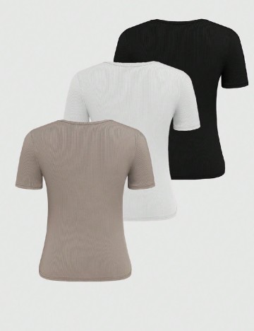 Set Tricouri 3 bucati SHEIN, mix culori