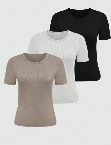 Set Tricouri 3 bucati SHEIN, mix culori