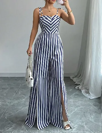 Salopeta SHEIN, alb/albastru Albastru