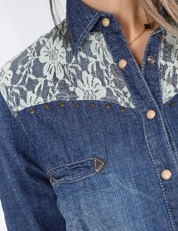 Camasa Bershka, albastru Albastru