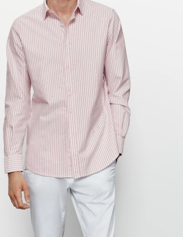 Camasa Massimo Dutti, roz/alb