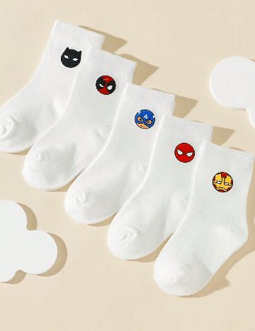 Set sosete 5 perechi Shein Kids, alb