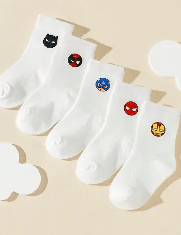 Set sosete 5 perechi Shein Kids, alb Alb