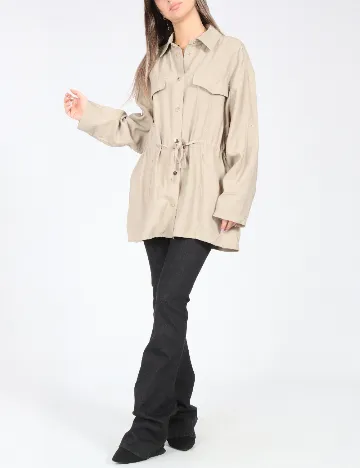 Camasa Oversize Zara, bej Crem