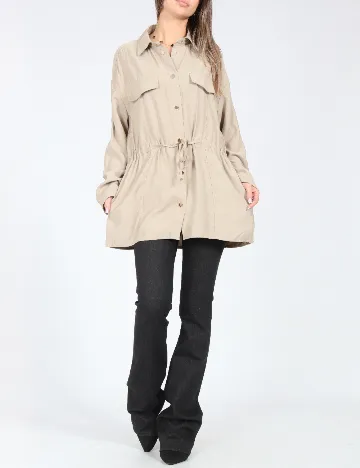 Camasa Oversize Zara, bej Crem