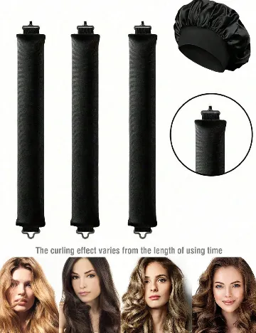 Set de ondulatoare fără caldura. 3 bucati SHEIN, negru Negru