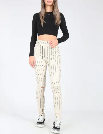 Blugi Bershka, ecru Alb