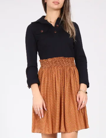 Rochie scurta Zara, bleumarin/portocaliu Albastru