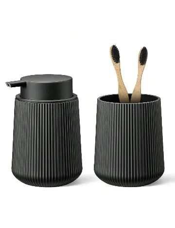 Set recipiente pentru baie SHEIN, negru Negru