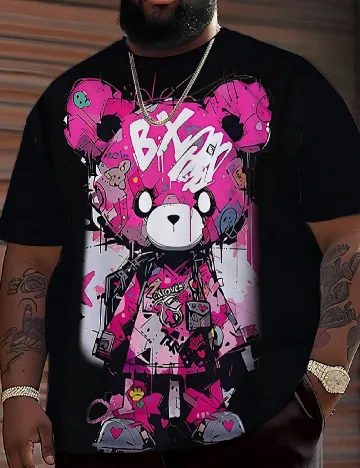 Tricou SHEIN Plus Size Men, negru Negru