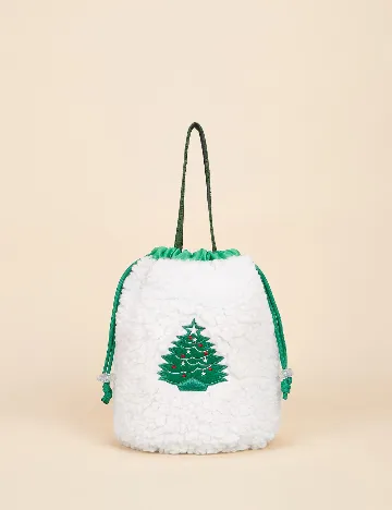 Sac pentru cadouri SHEIN, alb/verde