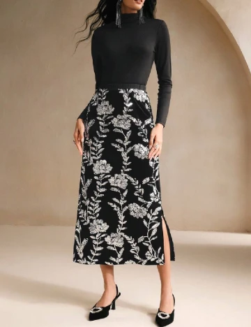 Fusta Anewsta, negru/argintiu Negru