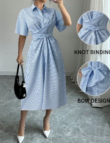 Rochie medie SHEIN, albastru/alb