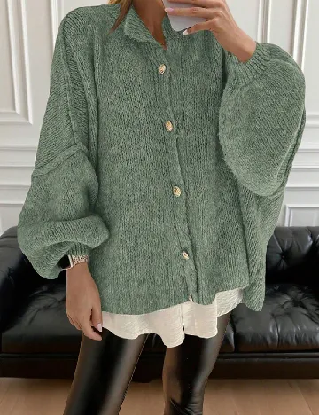 Cardigan Oversize SHEIN CURVE, verde Verde