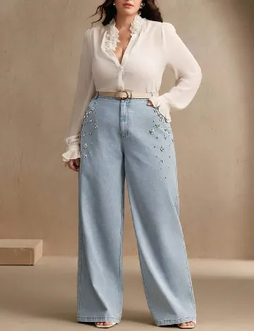 Blugi Anewsta Curve, albastru Albastru