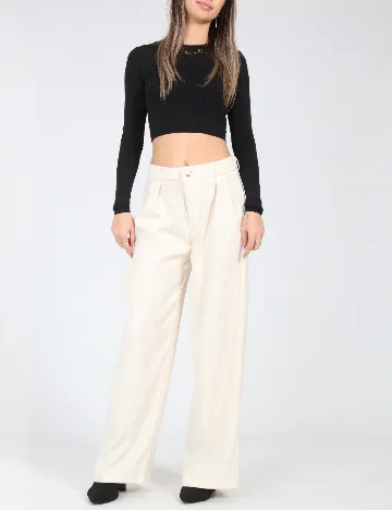 Pantaloni SHEIN, ecru Alb