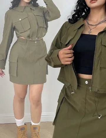 Compleu SHEIN CURVE, kaki Verde