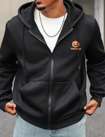 Hanorac SHEIN Plus Size Men, negru Negru