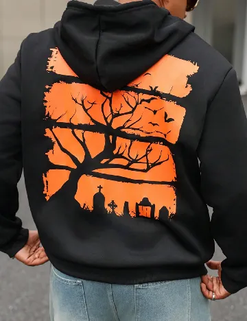 Hanorac SHEIN Plus Size Men, negru Negru