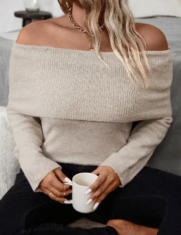 Bluza SHEIN CURVE, crem Crem