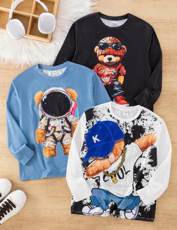 Set bluze 3 bucati Shein Kids, mix culori