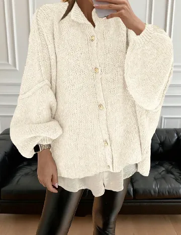 Cardigan Oversize SHEIN, alb Alb