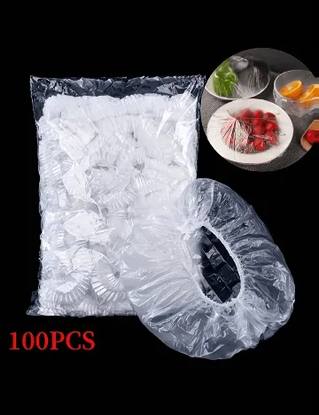 Set pungi pentru acoperit alimente, 100 buc SHEIN, transparent Alb